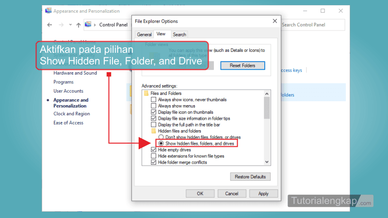 Tutorialengkap 4 cara menampilkan File dan Folder Tersembunyi pada Windows 7, windows 8, Windows 10