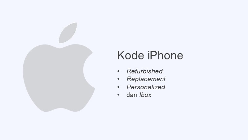 Kode iPhone Refurbished, Replacement, Personalized dan iBox