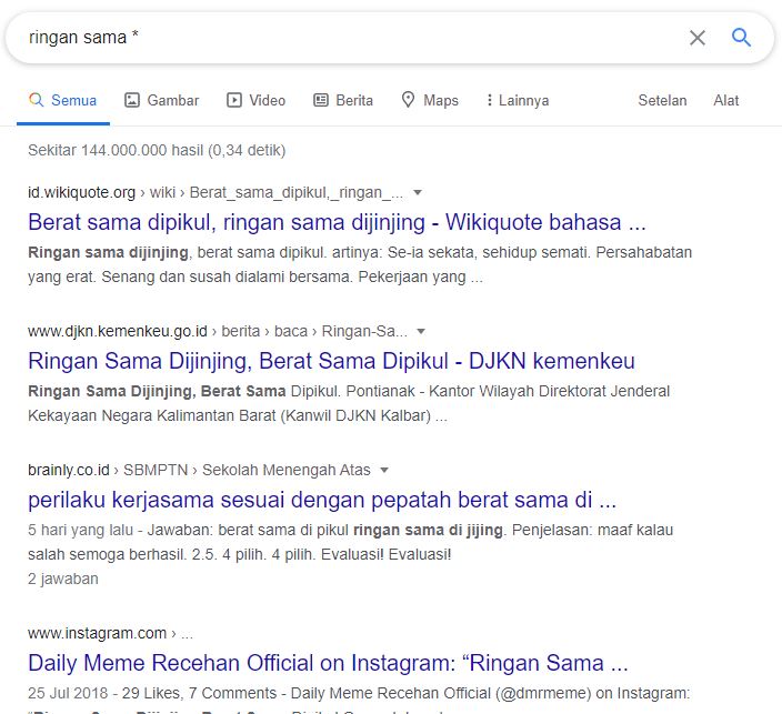 Berat Sama Dipikul Ringan Sama Dijinjing Artinya Brainly
