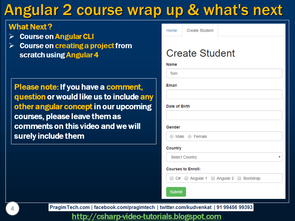 Sql server, .net and c# video tutorial: Angular 2 course wrap up and ...