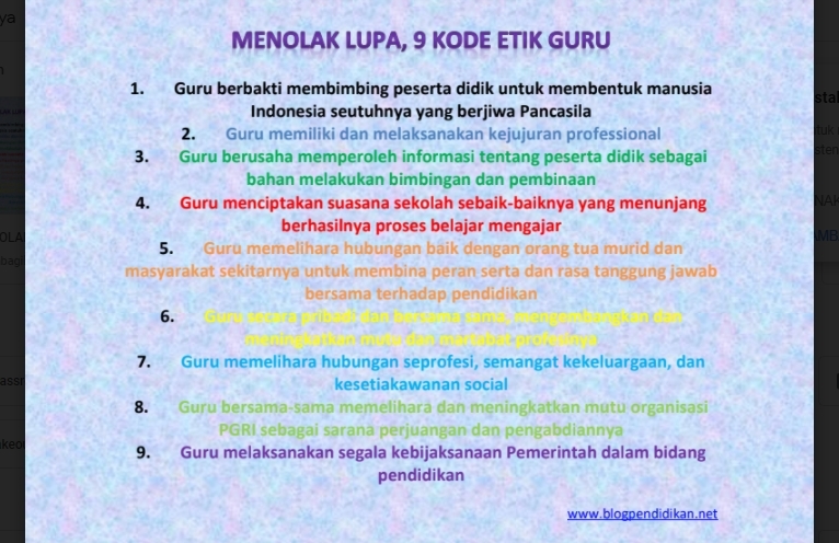 Menolak Lupa 9 Kode Etik Guru Blog Pendidikan