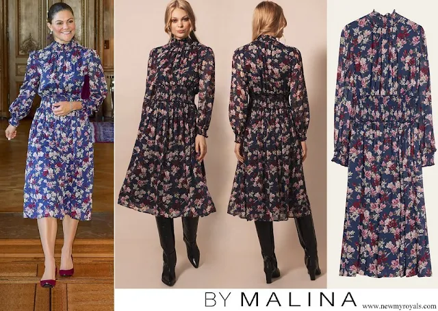 Crown Princess Victoria wore By Malina Sadie dress, magnolia indigo dress