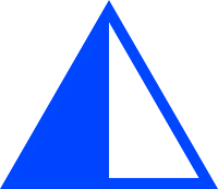 Triangle with half blue and half colorless.