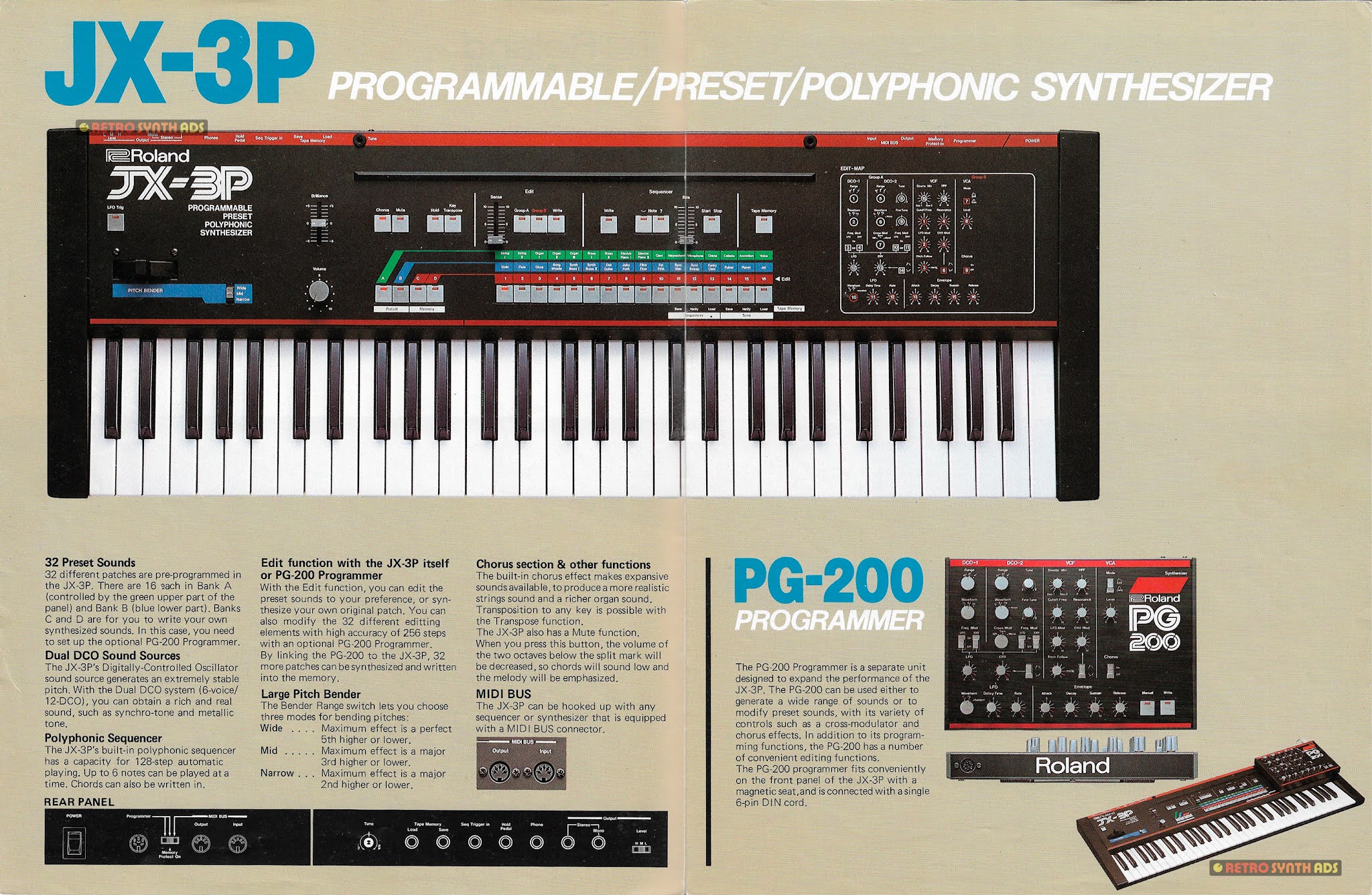 Retro Synth Ads: Roland JX-3P and PG-200 