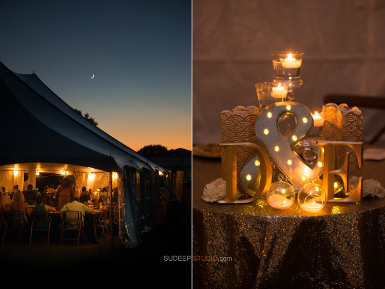 Countryside Farm Wedding Night Lights in Tent Rustic Wedding Photography - Sudeep Studio.com Ann Arbor Photographer