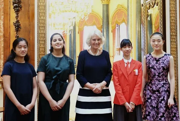 The Duchess congratulated the Commonwealth Essay Competition winners, Zahra Hussain, Ng Woon Neng, Janine Shum and Floria Gu