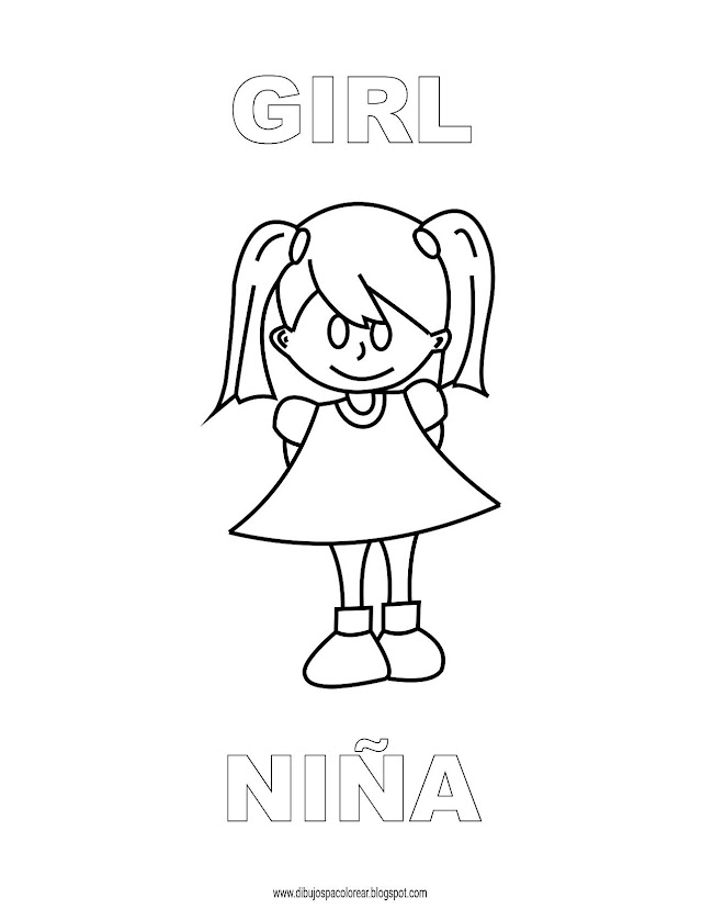 Dibujos Inglés - Español con N: Niña - Girl