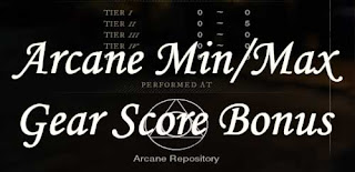 Arcana Min / Max Gear Score Bonus