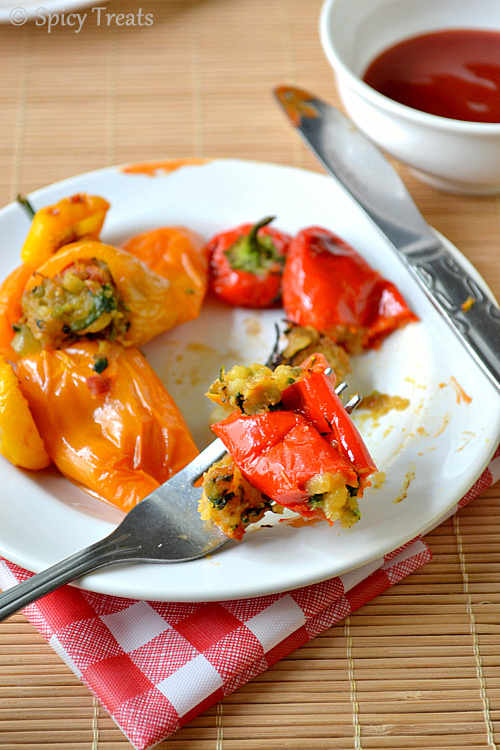 Spicy Treats Potato Spinach Stuffed Sweet Peppers