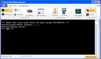 PIC16F877A with FAT16 SD card - No card inserted