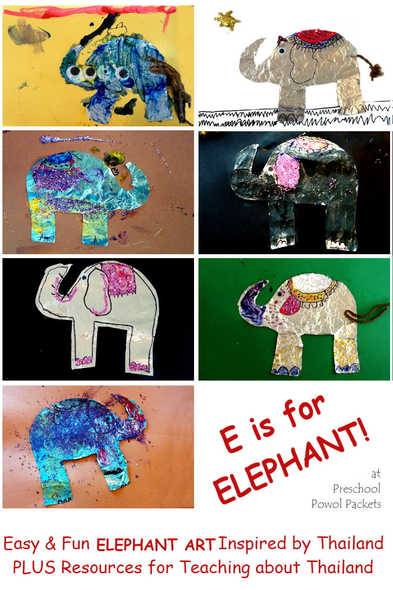 Elephant Art Project & Thailand Lesson Preschool Powol Packets