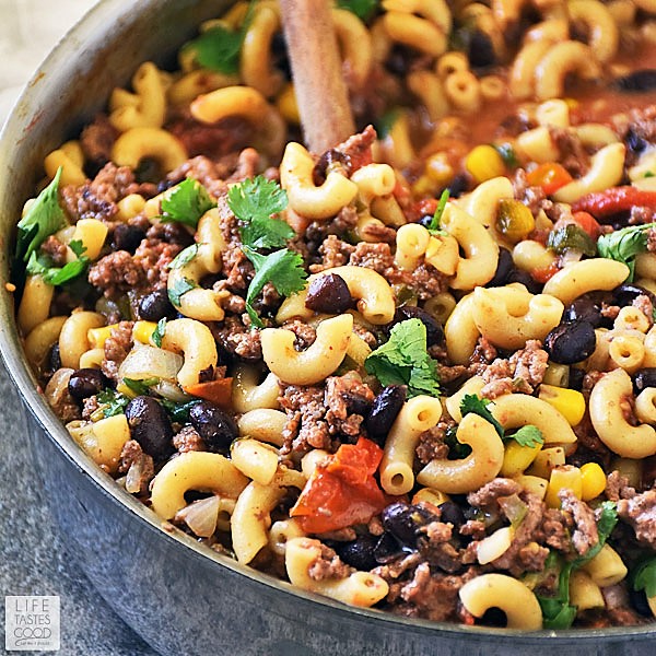 One Pot Taco Pasta Skillet | Life Tastes Good