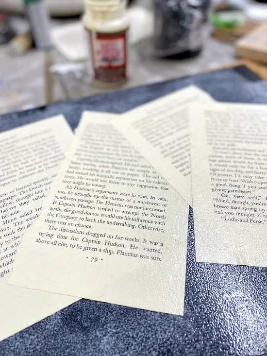 Stenciled Herb & Flower Drying Rack using Decoupaged Book Pages