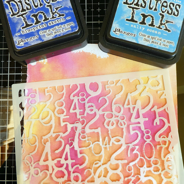 count me in stencil | numbers | distress inks