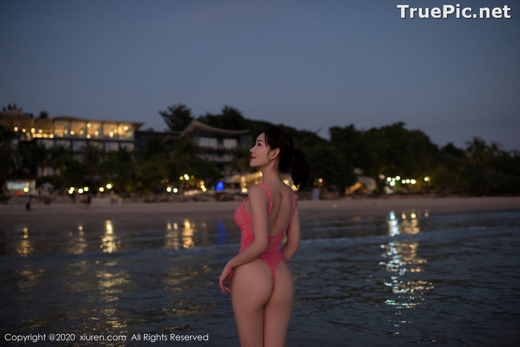 Image XIUREN No.2340 - Chinese Model Shen Mengyao (沈梦瑶) - Sexy Pink Monokini on the Beach - TruePic.net - Picture-72