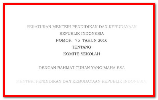 Download Peraturan Menteri No 75 Tahun 2016 Ihwal Komite Sekolah