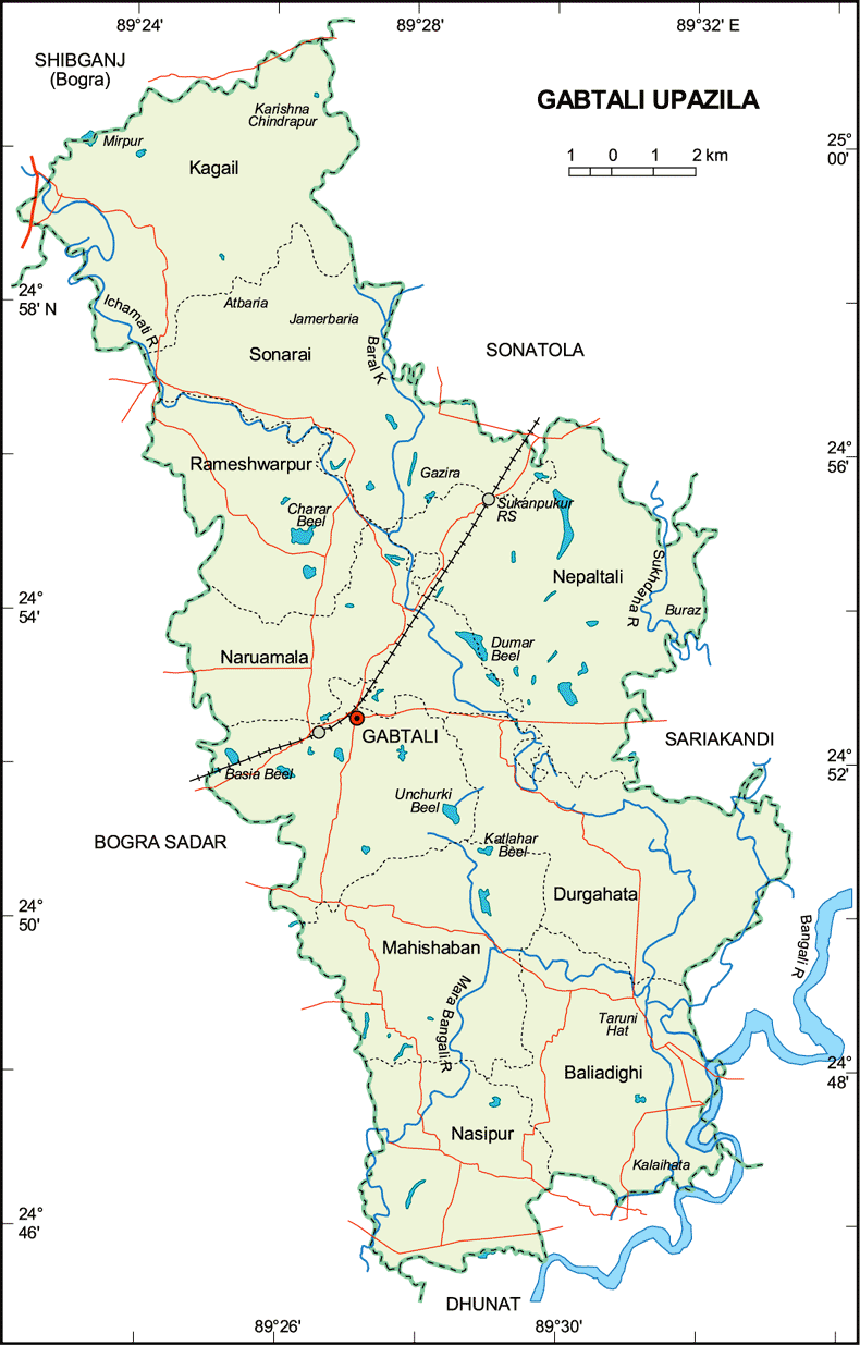 Gabtali Upazila Map Bogra District Bangladesh