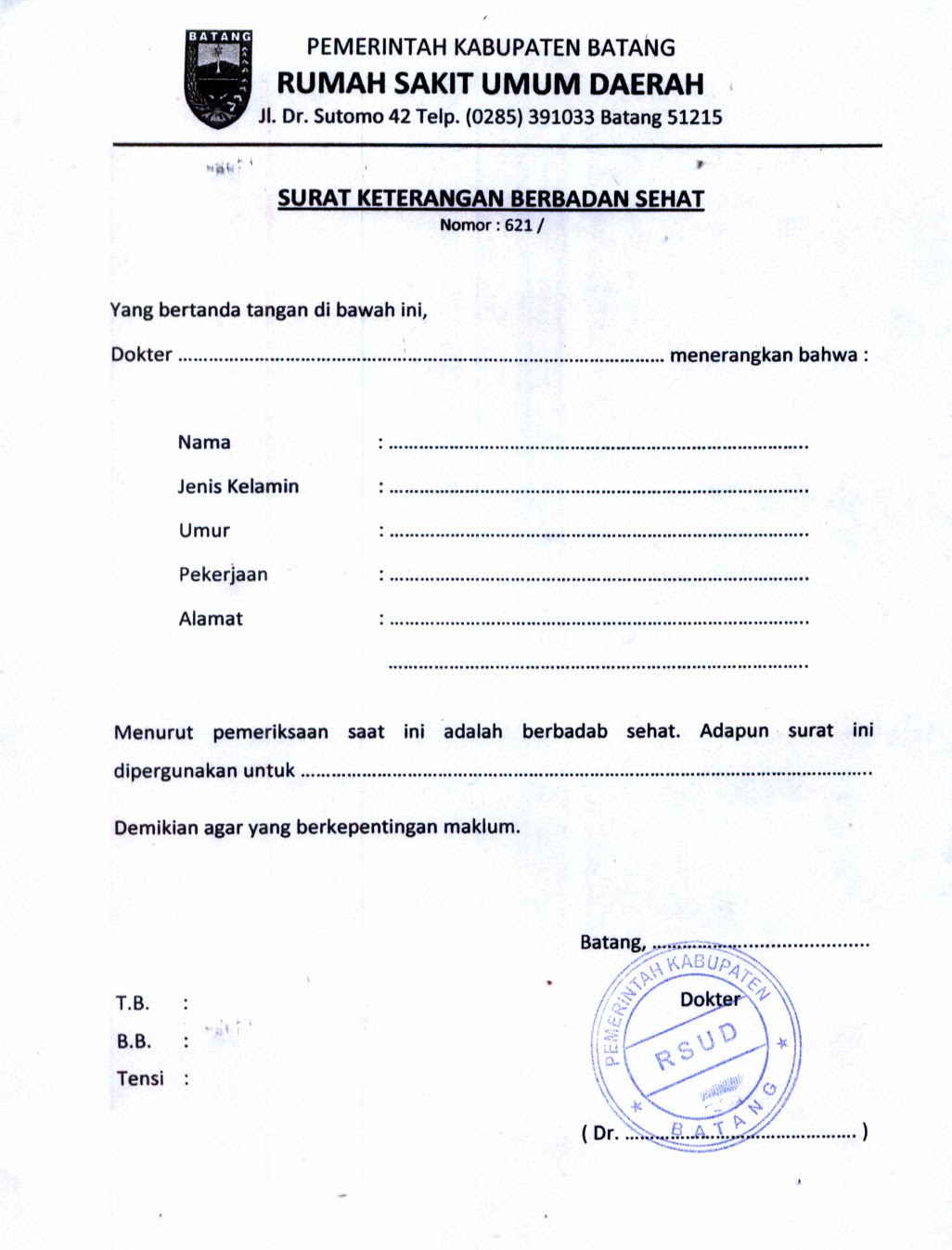 Contoh Surat Keterangan Sehat Dari Dokter Pdf Nusagates