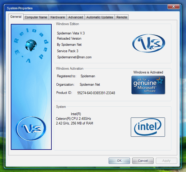 Screenshot Windows Spiderman Vista V.3 Lite Reloaded (ISO) Screenshot Windows Spiderman Vista V.3 Lite Reloaded (ISO)