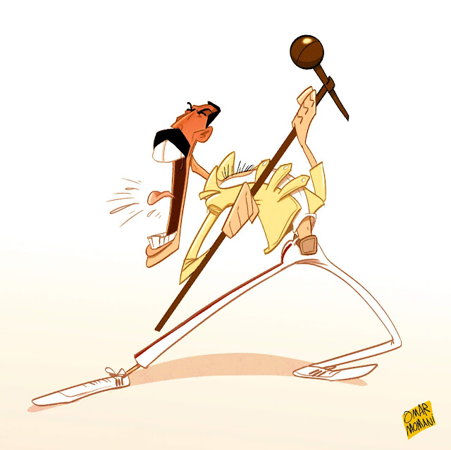 Freddie Mercury caricature illustration