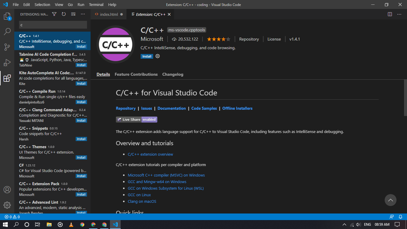 Install C++ compiler in visual studio code