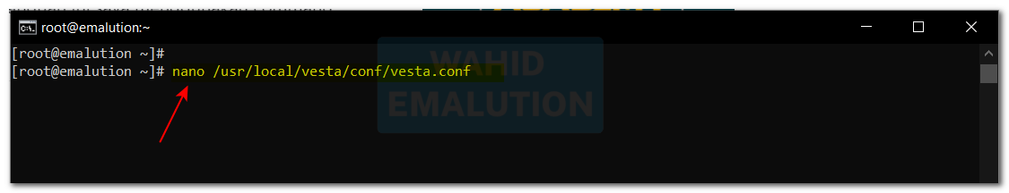 Edit file vesta conf