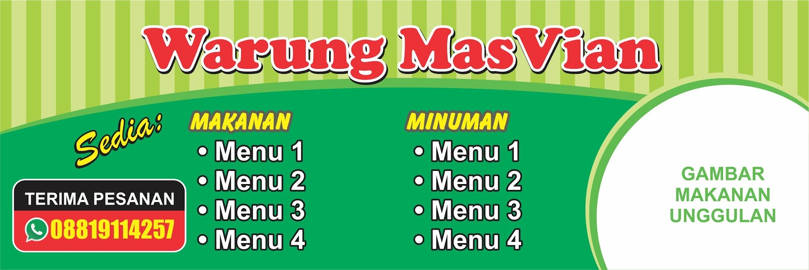 Template Banner Warung Vektor CDR Mas Vian