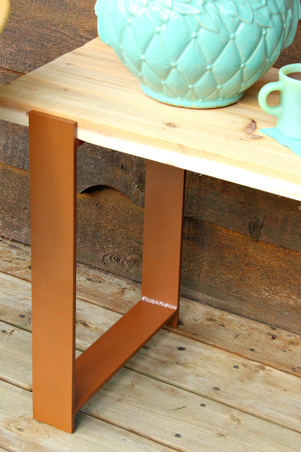 Diy Outdoor Bench With 2x4 Top And Welded H Legs Dans Le Lakehouse