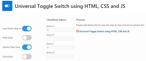 Universal Toggle Switch in Oracle APEX using HTML, CSS and JS