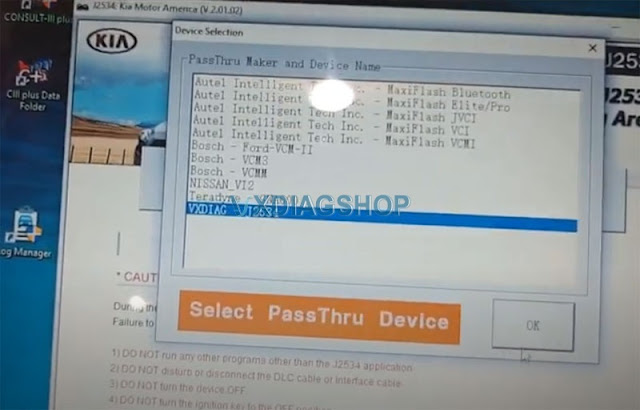 VXDIAG VCX NANO tested with Kia KMA Software 4