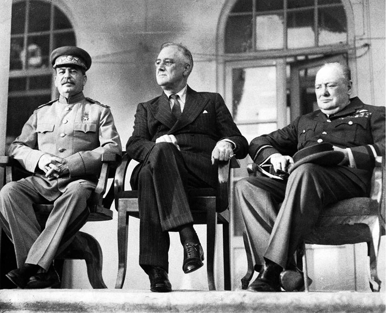 The “Big Three” - Stalin, Roosevelt and Churchill - meet at the Tehran Conference, 1943.