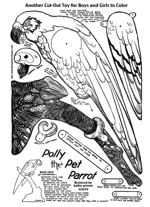 Assemble and Color Polly the Pet Parrot | The Doll Coloring Book