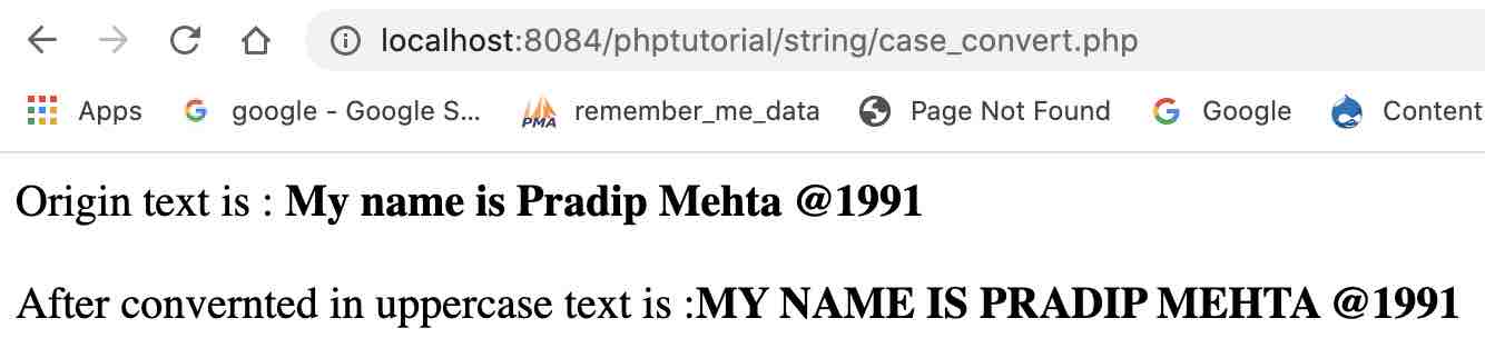 strtoupper function in php