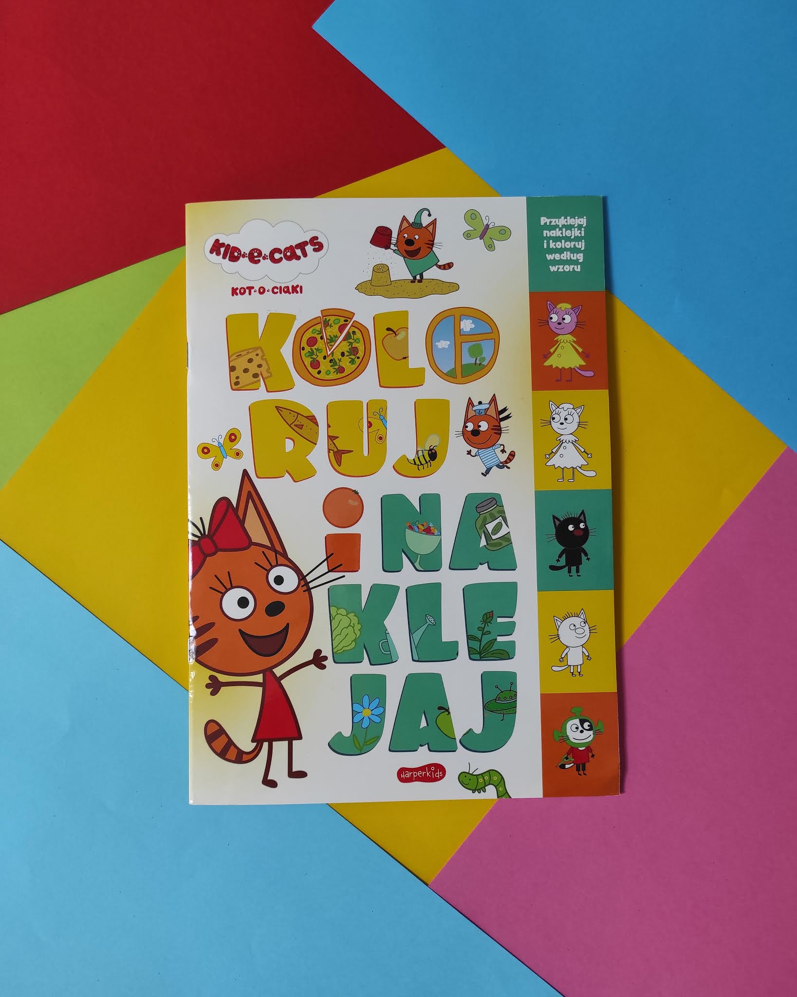 "Kot - o - ciaki. Koloruj i naklejaj"