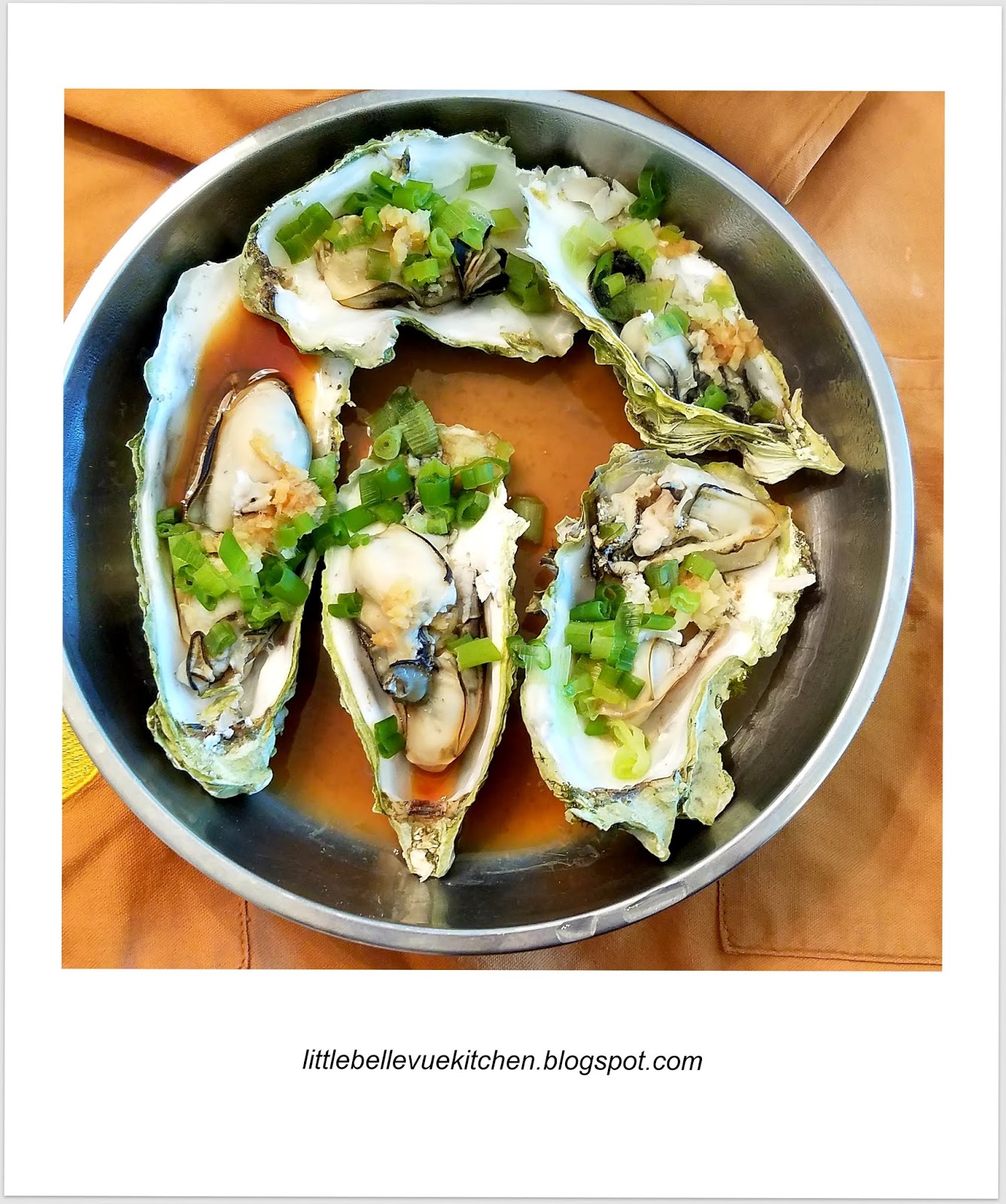 Little Bellevue Kitchen Steamed Oysters with Ginger and Scallions