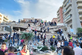 Massive Earthquake in Turkey, building collapsed in the coastal province of Izmir, Turkey, on Friday-Tuncay Dersinlioglu/Reuters