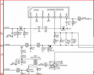 IC LA78040 schematic for vertical deflection - Electronic Circuit