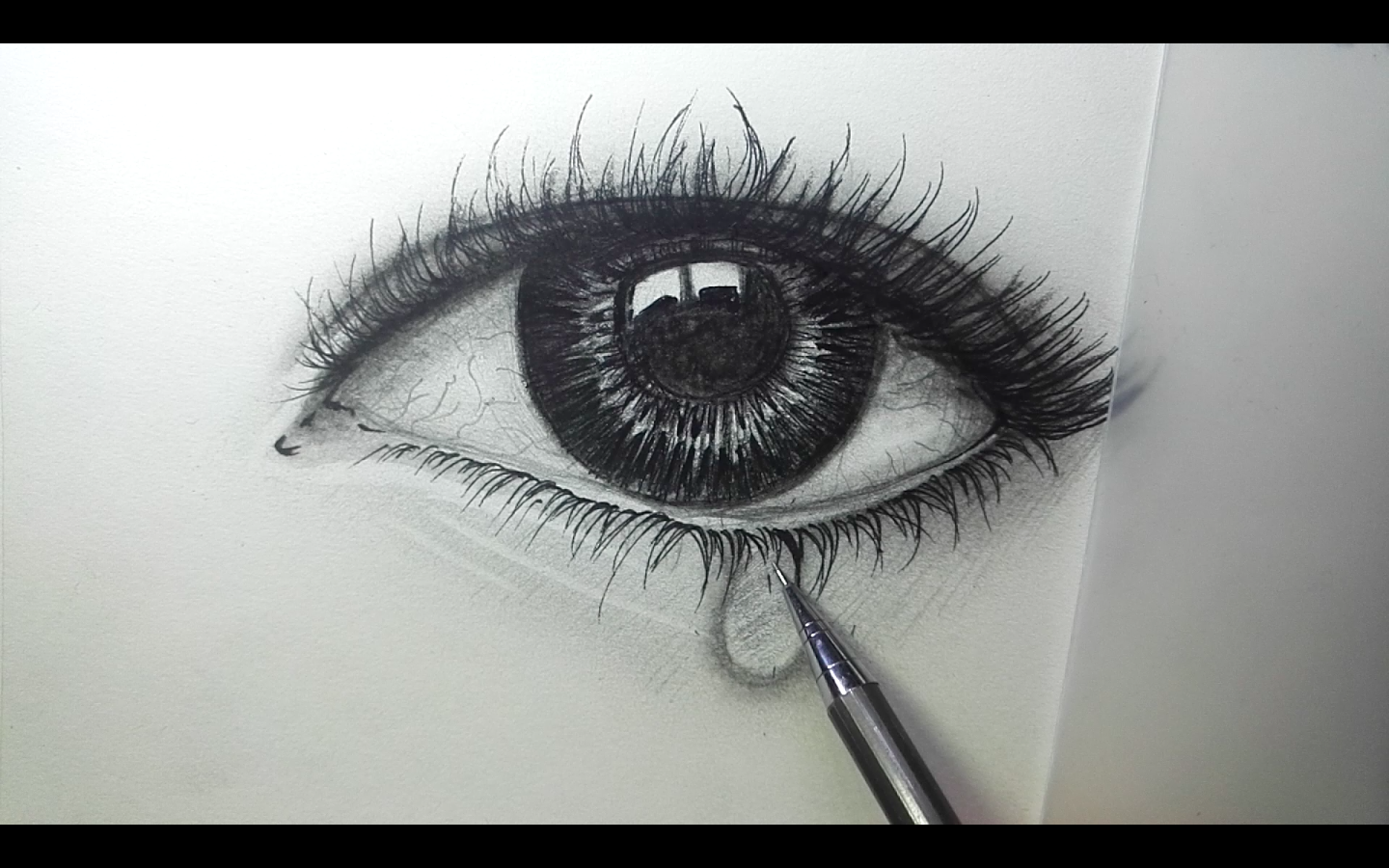 How to draw sketch crying eye step by step