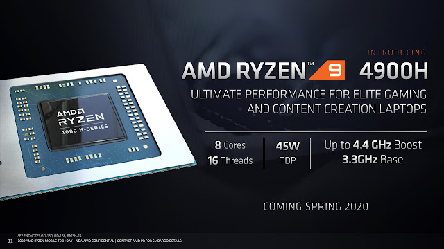 AMD正式發布筆電平台的王者:Ryzen 9 4900H 處理器