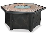 Uniflame GAD1380SP LP Gas Outdoor Firebowl with handcrafted Decorative Tile Mantel, 30,000 BTUs, uses standard 20 lb propane tank, multi-spark electronic ignition, hidden control panel