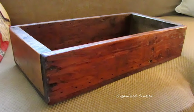 Varnished Wood Crate www.organizedclutterqueen.blogspot.com