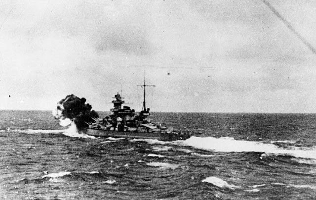 Scharnhorst fires on Royal Navy aircraft carrier HMS Glorious, June 1940 worldwartwo.filminspector.com
