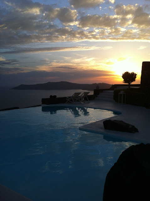 puesta de sol en Santorini