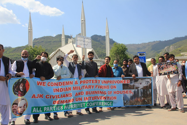 APHC protest in front of Faisal Mosque Islamabad: Pictures