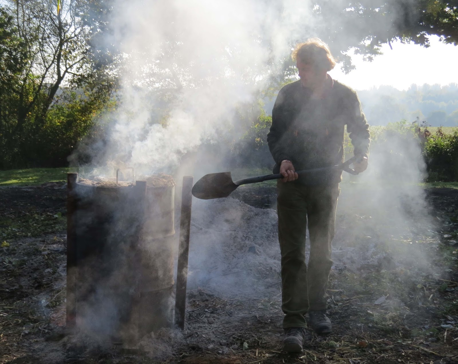 Blue Borage Jobs for Autumn Charcoal Burning and Planting Spring Bulbs