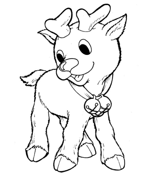 Reindeer Cute Christmas Coloring Pages