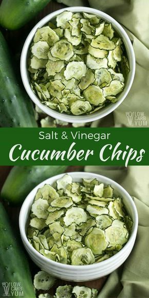 Baked Cucumber Chips with Salt & Vinegar Flavor