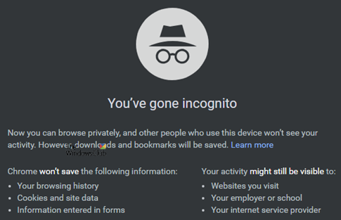 modalità di navigazione in incognito cromo