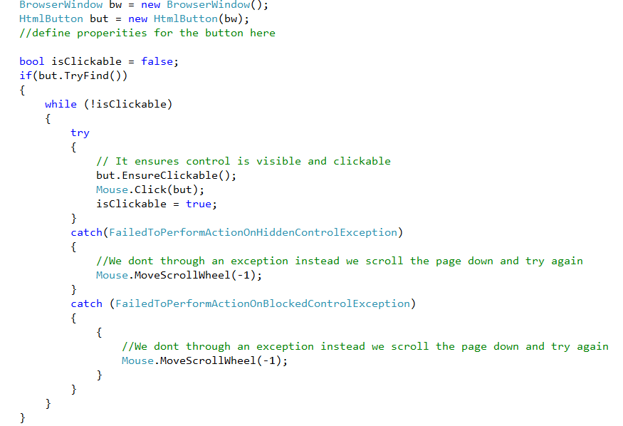 CodedUI Blog: How to Click or find control by scrolling page in CodedUI