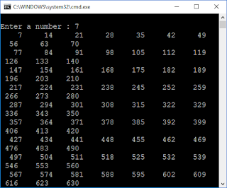 Assume that you want to generate a table of multiples of any given